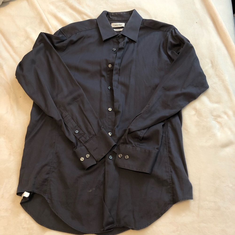 🍁 4/$16 🍁 Calvin Klein | Size 16 | charcoal Gray button down